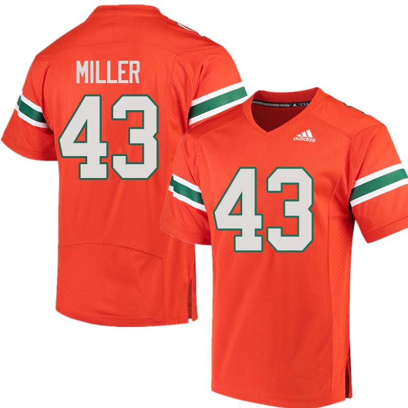 Adidas Miami Hurricanes #43 Brian Miller College Football Jerseys Sale-Orange
